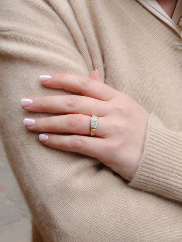 Bague 53 Bague vintage or godronné diamants 0,6 ct 58 Facettes J316