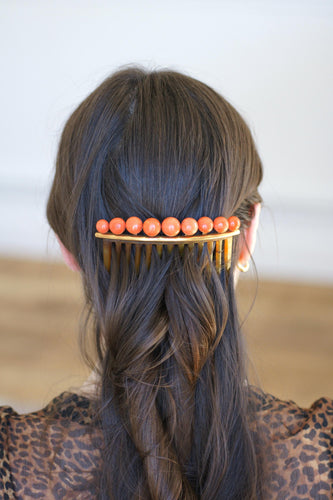 Peigne à Cheveux Ancien Corail Or Jaune 58 Facettes