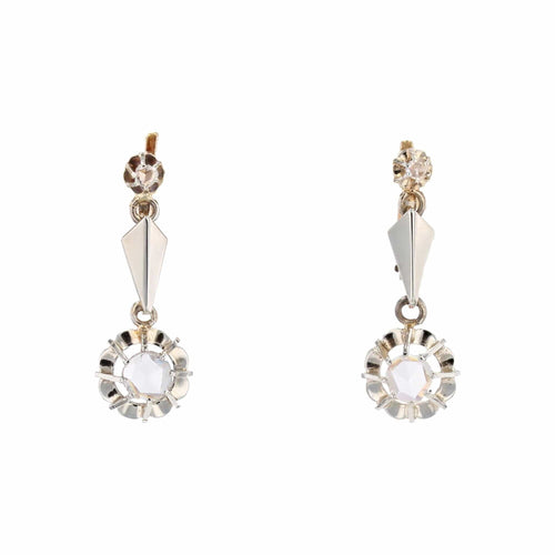 Boucles d'oreilles Dormeuses anciennes diamants taillés en rose 58 Facettes 25-098