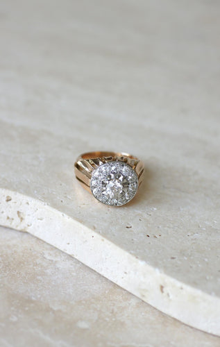 Kuppelring aus Diamanten, Roségold und Platin aus den 1940er Jahren