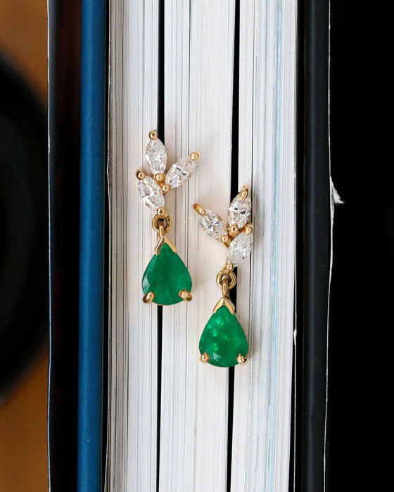 Boucles d'oreilles Boucles d'oreilles diamants émeraudes 58 Facettes C1907