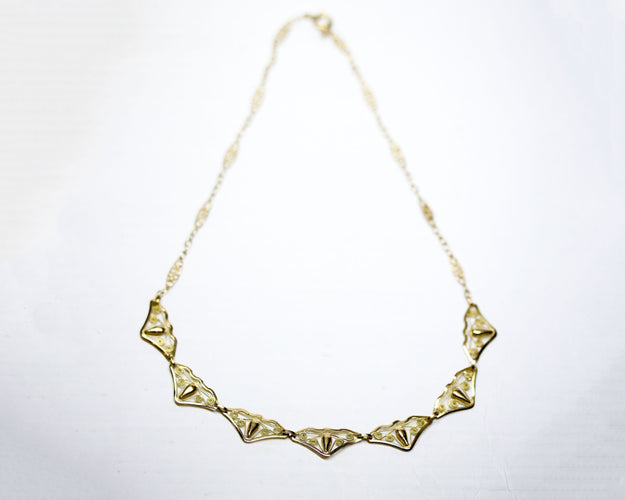 Collier Collier Draperie Ancien Court Maille Filigrane Or Jaune 58 Facettes A11610