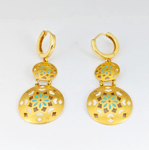 Boucles d'oreilles Boucles d'oreilles ajourées émaillées motif floral 58 Facettes 33346