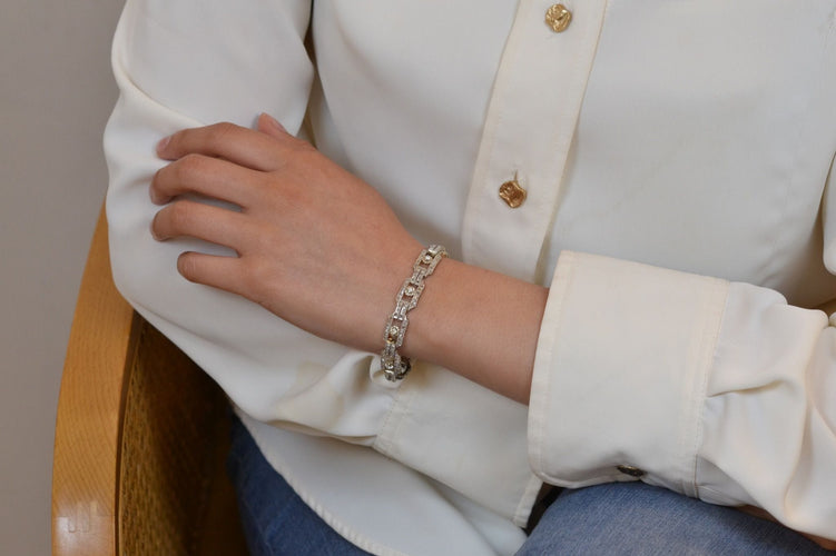 Bracelet Bracelet art déco diamants en or 18k 58 Facettes 26595