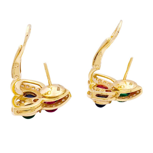 Boucles d'oreilles Boucles d'oreille "Tutti Frutti" or jaune, diamants, pierres de couleurs. 58 Facettes 34075