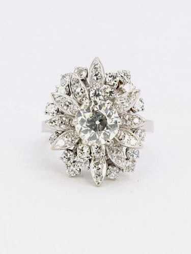 Bague Bague cocktail diamants taille ancienne 3.98 carat 58 Facettes J213