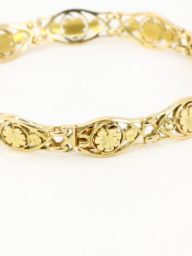 Bracelet Bracelet Art Nouveau or jaune maille feuille de lierre 58 Facettes 1133.2