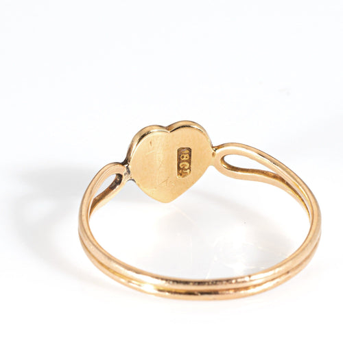 Bague 55 Bague victorienne antique en or jaune avec cœur et perles de rocaille 58 Facettes G14131