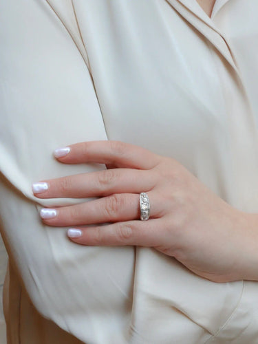 Bague 57 Bague jarretière Belle Epoque platine diamants taille ancienne 58 Facettes J302