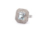 Bague 59 Bague Platine Aigue marine double entourage Diamants 58 Facettes 25078