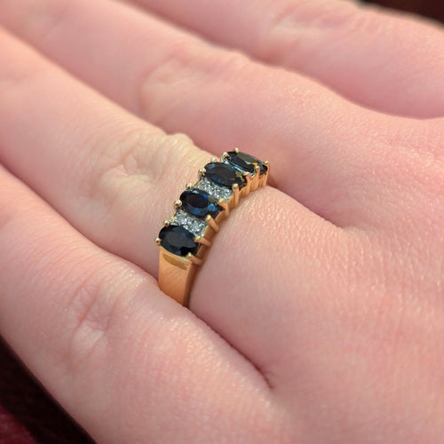 Bague 58 Bague or jaune saphirs diamants 58 Facettes 31238