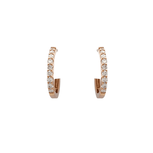 Boucles d'oreilles Paire de petites créoles en or rose, diamants. 58 Facettes 34289