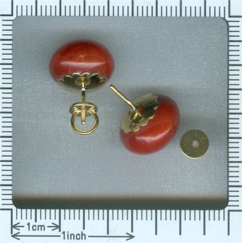 Boucles d'oreilles Boucles d'oreilles anciennes en or et corail rouge (vers 1900) 58 Facettes 18128-0051