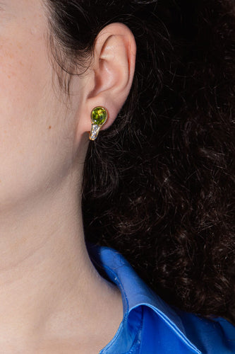 Boucles d'oreilles Boucles d'oreilles Dormeuses Or jaune Péridot, Diamant 58 Facettes 3951648CN