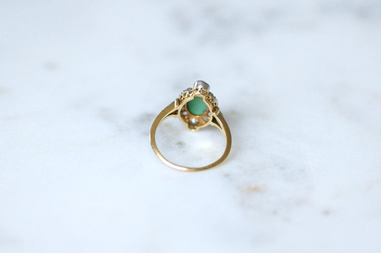 Bague 57 Bague Belle Epoque Turquoise Entourage Diamants 58 Facettes