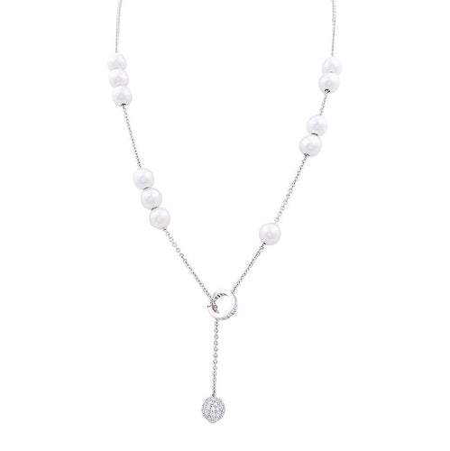 Collier Collier Mikimoto or blanc, perles blanches, diamants. 58 Facettes 33705