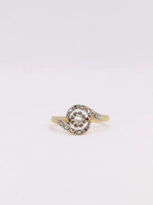 Rose-cut diamond swirl ring