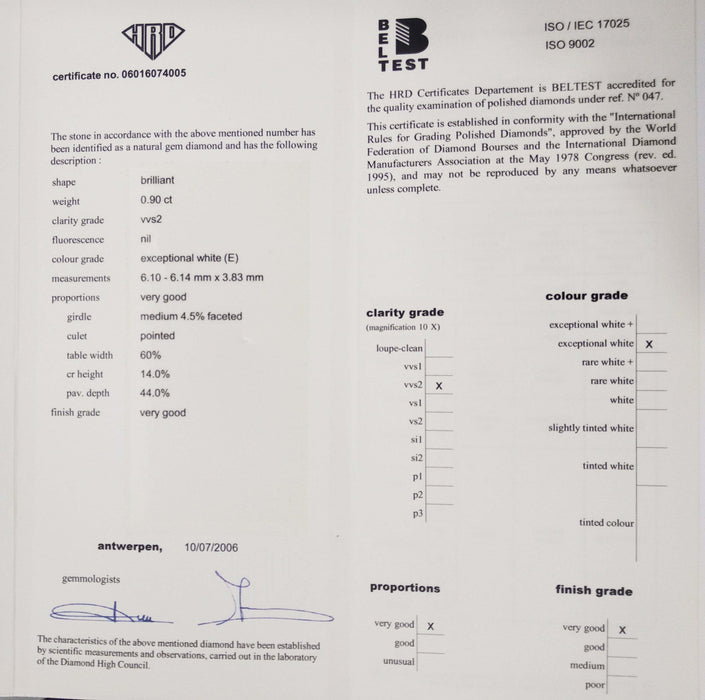 eenzame ring met HRD-certificaat