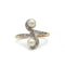 Bague 58 Bague art nouveau toi et moi perles et diamants tailles roses, or jaune 750 et platine 58 Facettes SA003