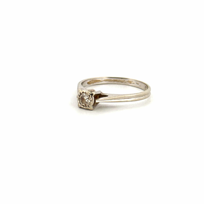 Bague 52 Solitaire Or Blanc 18k & Diamant 58 Facettes 97-GS35917