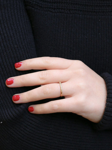 Bague 54 Demi alliance vintage or diamants jaunes 58 Facettes J184