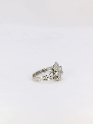 Bague 52 Bague marguerite or blanc platine diamant carré taille ancienne 58 Facettes J208