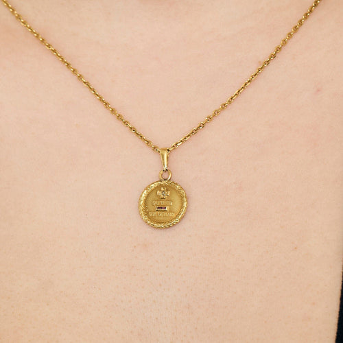 Pendentif AUGIS - Médaille d'Amour - Or jaune, diamant et rubis 58 Facettes AUX1016