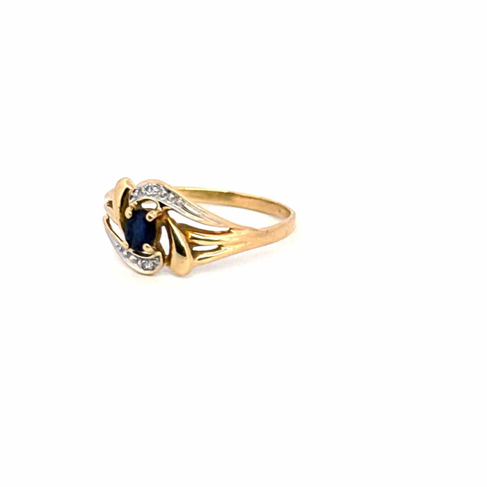 Bague 54 Bague or jaune saphir diamants 58 Facettes 106-GS37165