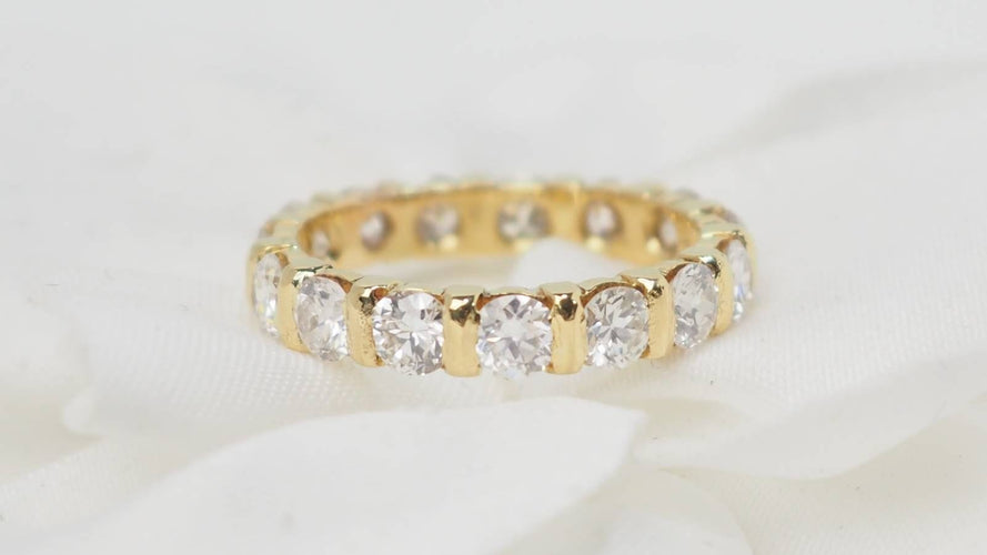 Bague 51 Alliance américaine en or jaune et diamants 2,40cts 58 Facettes 31354