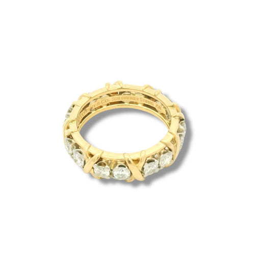Bague 54 Tiffany - Bague en or jaune et diamants 58 Facettes