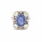 Bague 56.5 Bague en Saphir, Diamants, Platine et Or Gris 58 Facettes BSA92