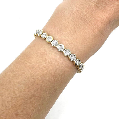 Bracelet or jaune et rivière diamants 58 Facettes Z15B51553