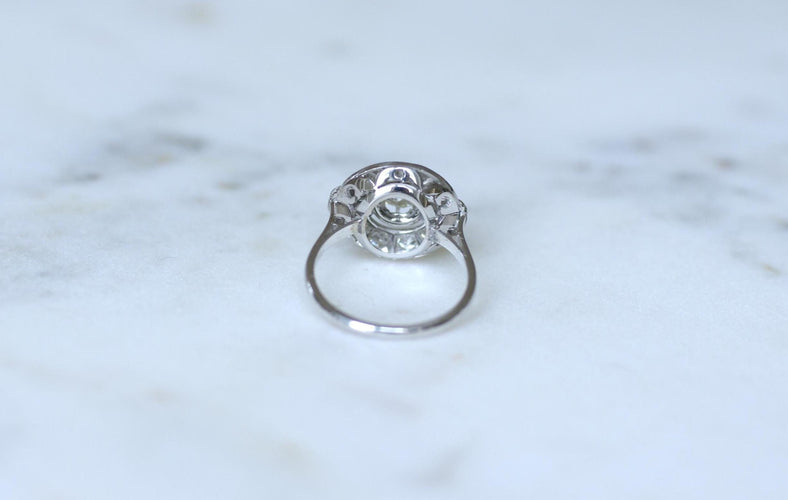 Bague 53 Bague Cible Art Déco Diamants 1,05 Cts sur Or blanc et Platine 58 Facettes