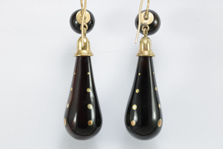 Boucles d'oreilles Antique Tortoiseshell Piquè Gold Earrings 58 Facettes 3286