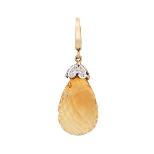 Pendentif Pendentif Briolette Citrine Diamant Estate Or Jaune 58 Facettes G10038