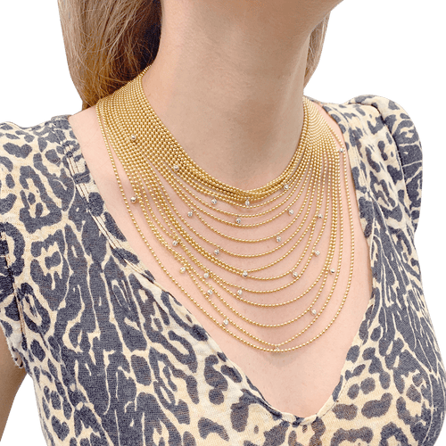 Collier Collier Cartier, "Draperie de Décolleté", or jaune, or blanc et diamants. 58 Facettes 34120