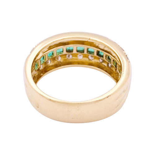 Bague 56 Bague vintage or jaune, diamants, émeraudes. 58 Facettes 34158