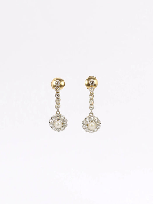 Pearl diamond drop earrings