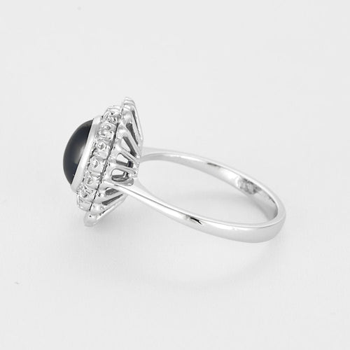 Bague 55.5 Bague or gris, saphir et diamants 58 Facettes BA491