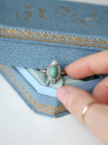 Bague 57 Bague Belle Epoque Turquoise Entourage Diamants 58 Facettes