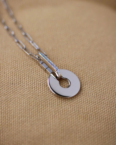 Collier Dinh Van  - Collier Cible or gris diamants 58 Facettes A11085