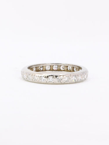 Bague 53 Alliance or blanc diamants serti étoile 58 Facettes 1145.2