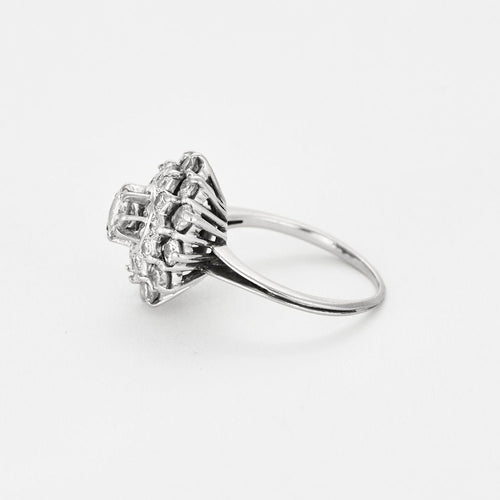 Bague 53,5 Bague fleur or blanc et diamants 58 Facettes ROM11863