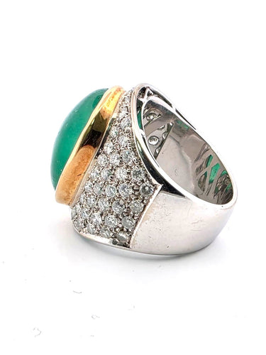 Bague 54 Bague en or 18 carats avec émeraude colombienne et diamants 58 Facettes