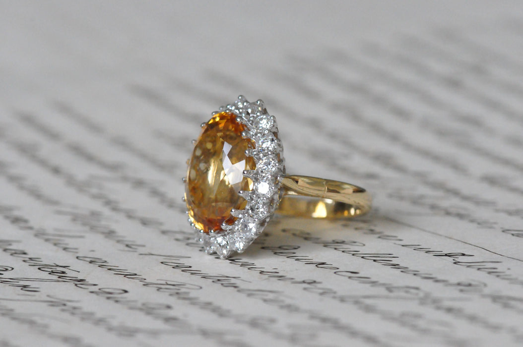 Bague 55 bague ancienne en or jaune avec citrine et diamant 58 Facettes