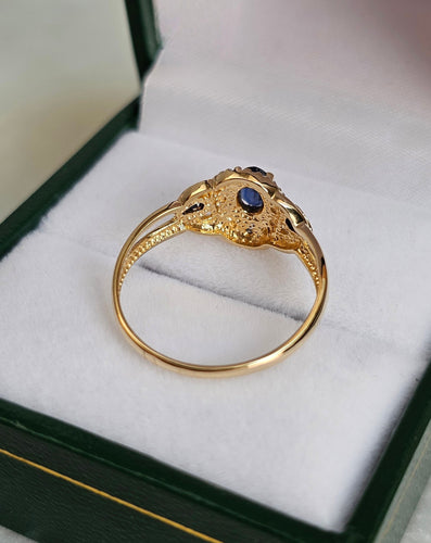 Bague 53 Bague en Or jaune, Or blanc et Saphirs 58 Facettes 649