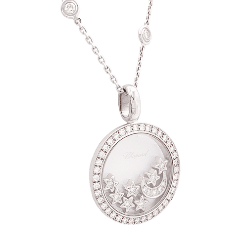 Collier Chopard "Happy Diamonds" or blanc, diamants. 58 Facettes 34192