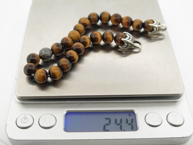 Bracelet bracelet DAVID YURMAN spiritual beads oeil de tigre & diamants 58 Facettes 260547