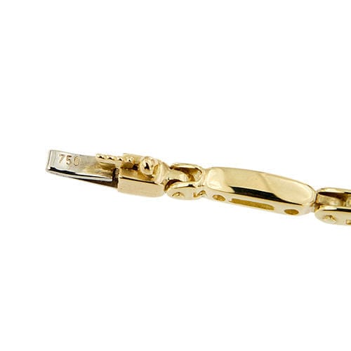 Geelgouden armband met segmenten, saffieren en diamanten 