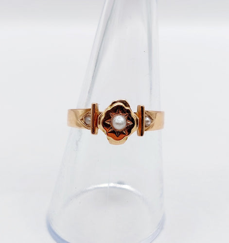 Bague 56.5 Bague antique or rose perles sertis étoilés 58 Facettes A05703